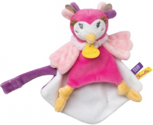 Chouette rose Melle Lou petit doudou attache sucette BN0377 Baby Nat