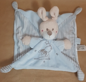Doudou lapin bleu carré rayé Nicotoy, Simba Toys (Dickie), Kiabi - Kitchoun