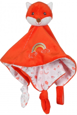 Doudou renard rouge orange arc-en-ciel Gipsy