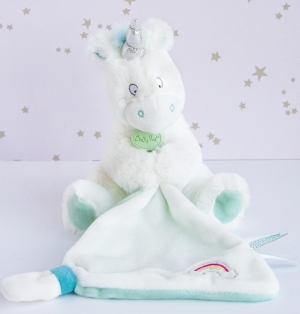 Peluche licorne bleu et blanc avec doudou BN0337 Baby Nat