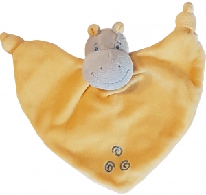 Doudou hippopotame bleu et jaune Jollybaby-Jollymex