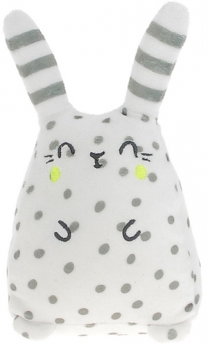 Peluche lapin musical blanc à pois gris DPAM (Du Pareil Au Même)