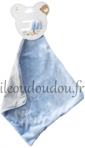 Doudou mouchoir ourson ballon bleu rayé BN0238 Baby Nat
