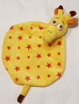 Doudou girafe jaune étoiles oranges Toys'R'us Toys'r'us