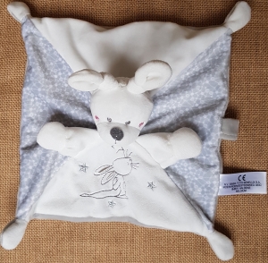 Doudou lapin gris et blanc attache-tétine Simba Toys (Dickie), Nicotoy, Kiabi - Kitchoun