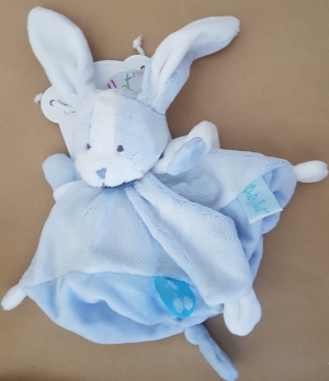 Doudou plat lapin bleu et blanc Les Toudoux - BN0275 Baby Nat