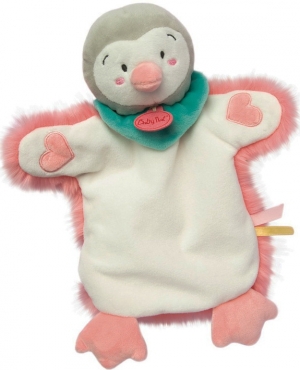 Marionnette pingouin rose blanc gris BN0398 Baby Nat