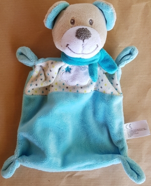 Doudou ours bleu turquoise nuage et pois Nicotoy, Simba Toys (Dickie)