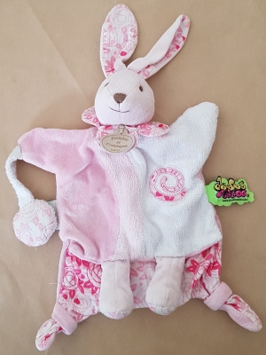 Doudou lapin Tatoo rose marionnette DC1270 Doudou et compagnie