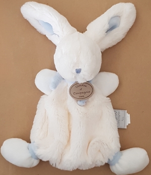 Doudou lapin Bonbon blanc et bleu DC2121 Doudou et compagnie