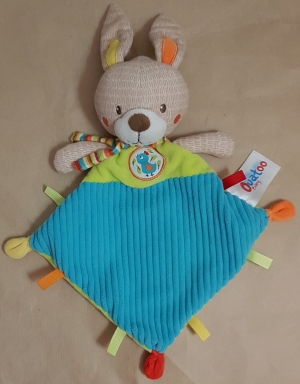 Doudou lapin bleu et vert Ouatoo Baby - Maxitoys, Logitoys