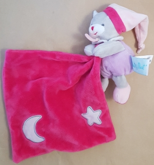 Chat peluche rose avec doudou Les luminescents étoile BN0137 Baby Nat
