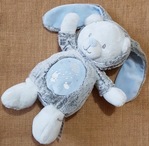 Peluche ours déguisé en lapin blanc gris et bleu Mots d'enfant - Leclerc