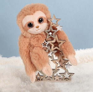 Peluche paresseux marron clair yeux brillant sos