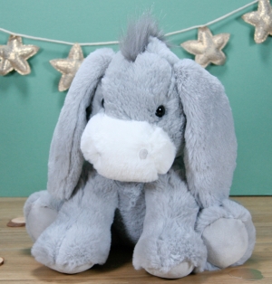Peluche âne gris 30 cm sos