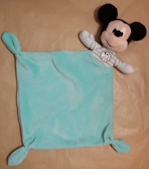 Doudou plat Mickey gris et vert  Disney Baby, Nicotoy, Simba Toys (Dickie)