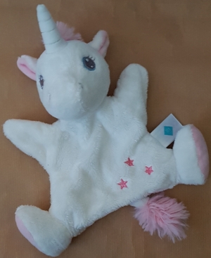 Licorne marionnette blanche et rose Tex Baby