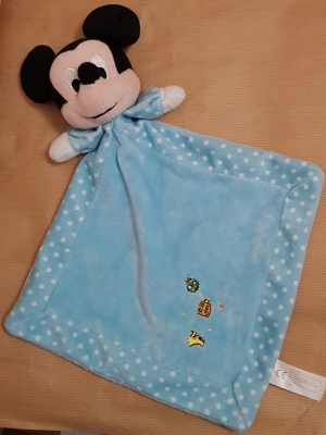 Doudou Mickey bleu à pois blanc Disney Baby, Nicotoy, Simba Toys (Dickie)