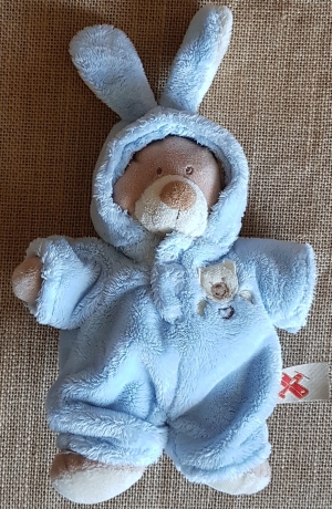 Peluche ours déguisé en lapin bleu The Baby Collection Nicotoy, Grain de blé