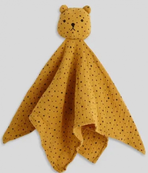 Doudou ours moutarde imprimé d'étoiles Bout'Chou
