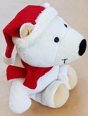 Peluche ours blanc bonnet de Noël Kinder Ferrero Kinder, Marques diverses