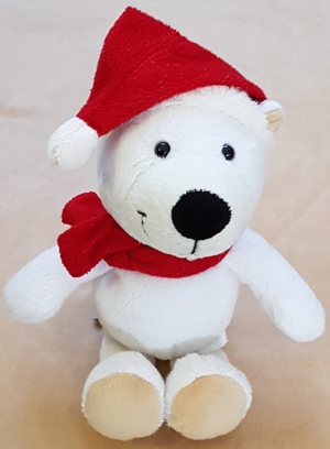 Peluche ours blanc bonnet de Noël Kinder Ferrero sos