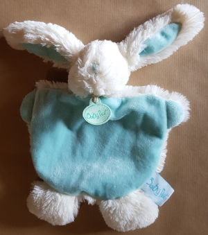 Doudou lapin bleu turquoise et blanc Câlins BN070 Baby Nat