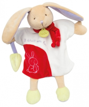 Lapin doudou marionnette rouge et blanc BN0284 Baby Nat