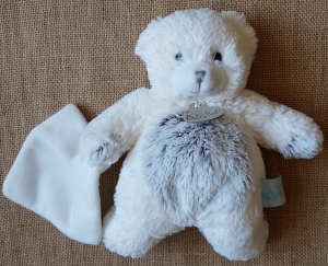 Peluche ours blanc et gris tenant un mouchoir - BN664 Baby Nat