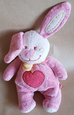 Doudou peluche lapin rose - petit modèle Tex Baby