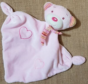 Doudou ours rose coeurs Baby Club