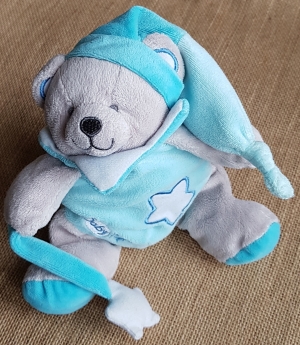 Peluche ours bleu et blanc luminescent - BN748 Baby Nat