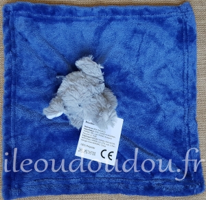 Doudou éléphant gris et bleu  Marques diverses