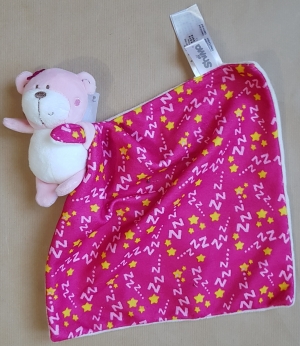 Doudou ours mouchoir rose ZZZ Shima