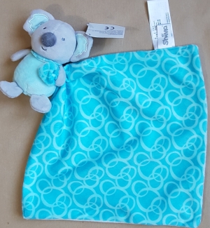 Doudou koala mouchoir bleu cercles Shima