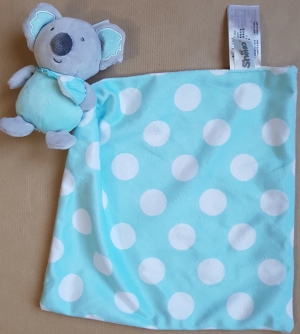 Doudou koala mouchoir bleu pois Shima