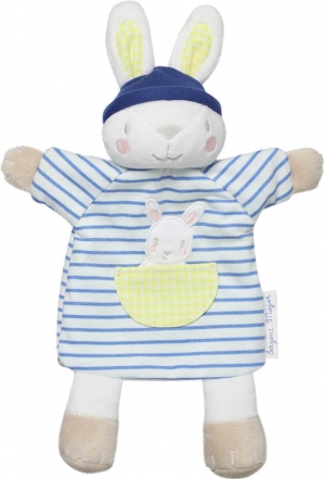 Doudou lapin marionnette rayé bleu et blanc Sergent Major