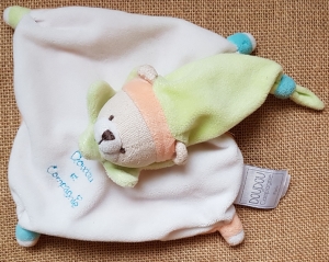 Doudou ours blanc vert et orange Les acidulés DC2372 Doudou et compagnie