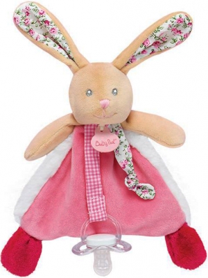 Doudou lapin Poupi rose attache tétine BN0610 Baby Nat
