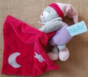 Chat peluche rose avec doudou Les luminescents étoile BN0137 Baby Nat
