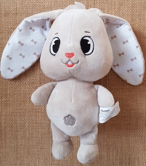 Peluche lapin gris taupe noeuds 20 cm Auchan