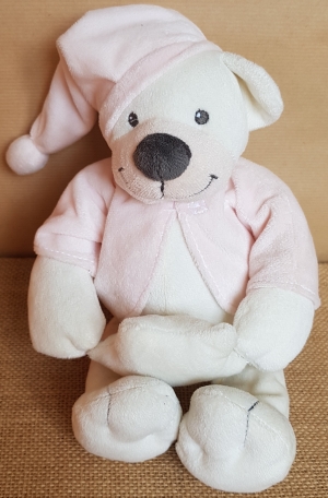 Peluche ours musical rose et blanc Bout'Chou