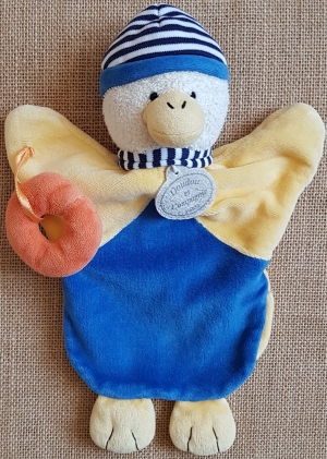 Marionnette Poussin Canard bleu et jaune DC1604 Doudou et compagnie