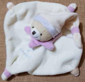 Doudou ours blanc et violet Les acidulés DC2372 Doudou et compagnie