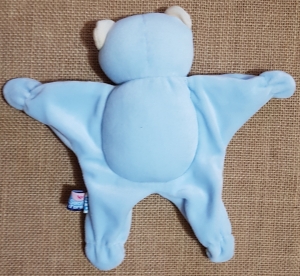 Doudou ours bleu et blanc semi-plat Petits mots doux pour l'an 2000