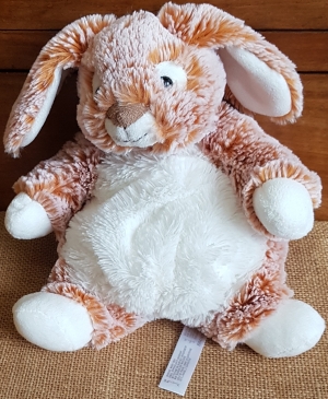 Peluche lapin orange/marron et blanc tout doux et tout mou Nicotoy