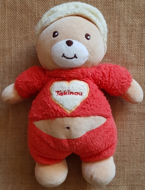 Peluche ours rouge orange avec une casquette Takinou, Nounours