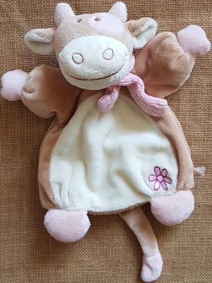 Doudou marionnette vache Lola écharpe Noukie's