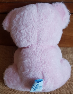 Peluche ours assis rose et blanc