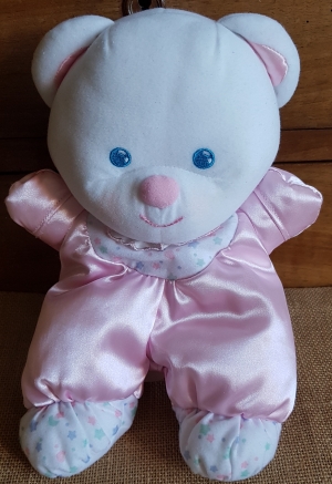 Peluche ours satin rose Fisher Price, Vintage